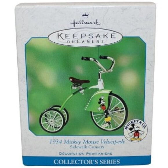 576. NWT 2001 Hallmark Keepsake Ornament 1934 Mickey Mouse Velocipede Tricycle - Picture 1 of 4